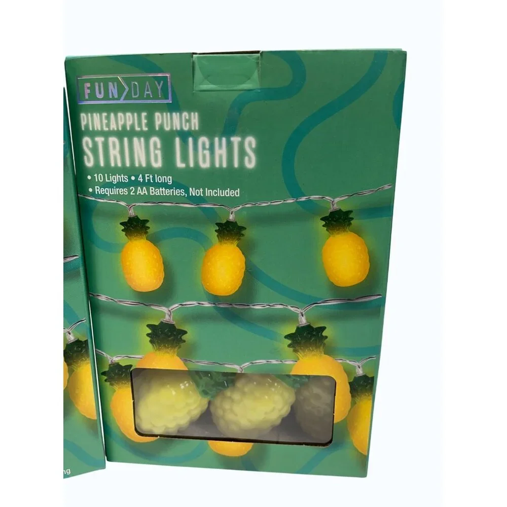 3 pk Funday Pineapple String Lights 10 Lights 4 Ft Long Battery Operated Cruise‎